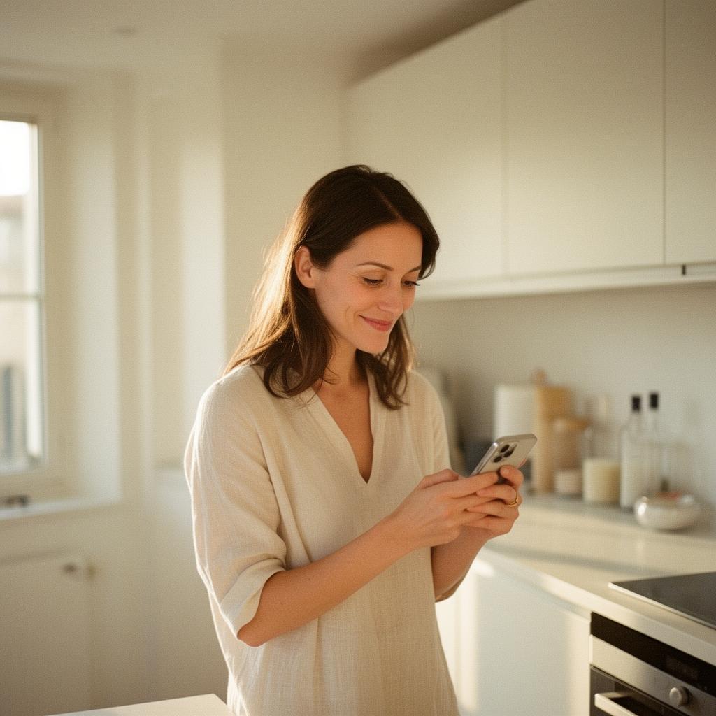 Mujer consultando su hipoteca en casa